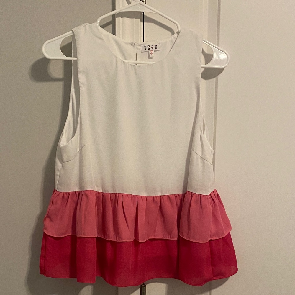 White and Pink Ruffle Top - Picture 3 of 3